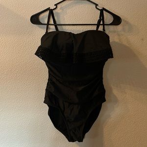 Kona Sol ruffle top one piece swimsuit with removable straps size small